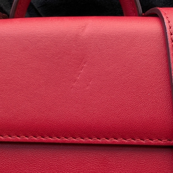 [Strathberry] Authentic Ruby Red Nano Tote Gold Hardware with Leather Strap - Picture 8 of 15